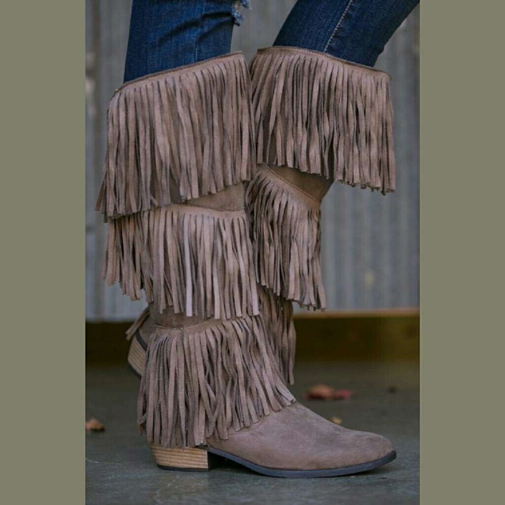 👢FRINGE SLOUCHY SUEDE COWBOY BOOTS👢-📦 NIB 📦